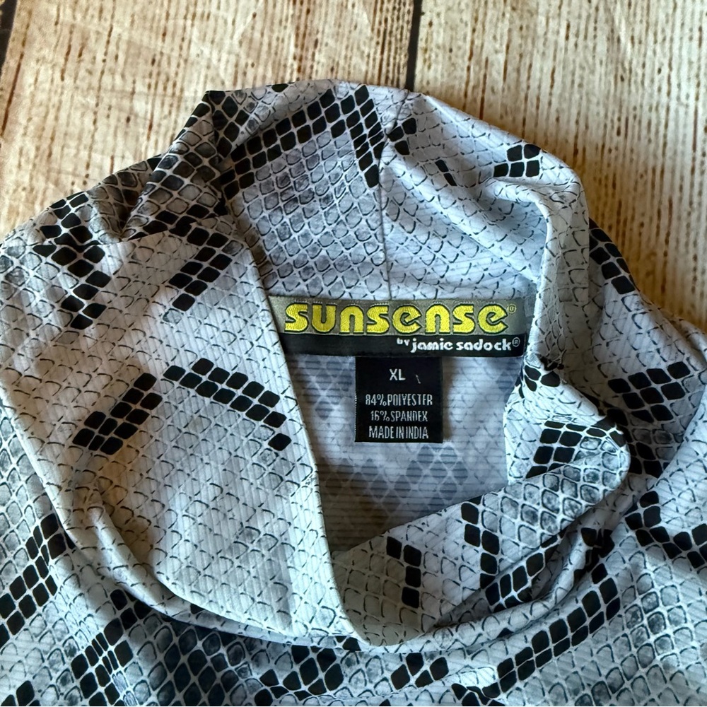 SUNSENSE by JAMIE SADOCK Ultralight Gray Black Snakeskin Print Sz XL Longsleeve - Picture 4 of 13